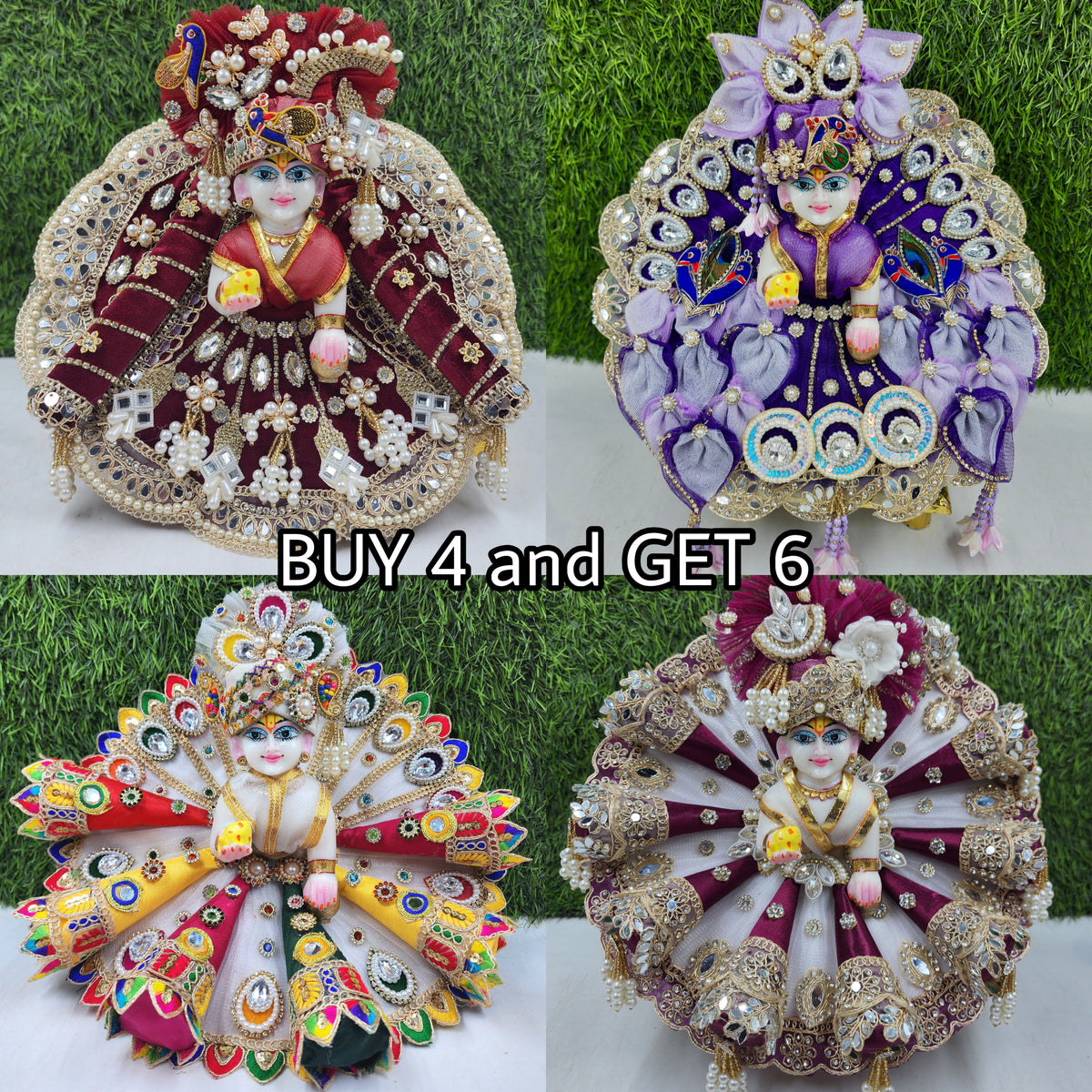 Festive Special Combo (Pack of 4) Heavy Dresses with pagdi and 2 Free random dresses
