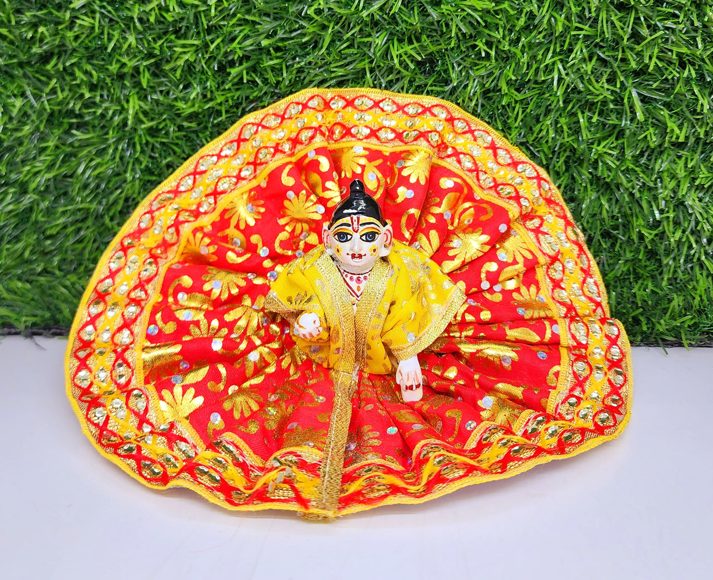laddu gopal patti print with lace fancy dress