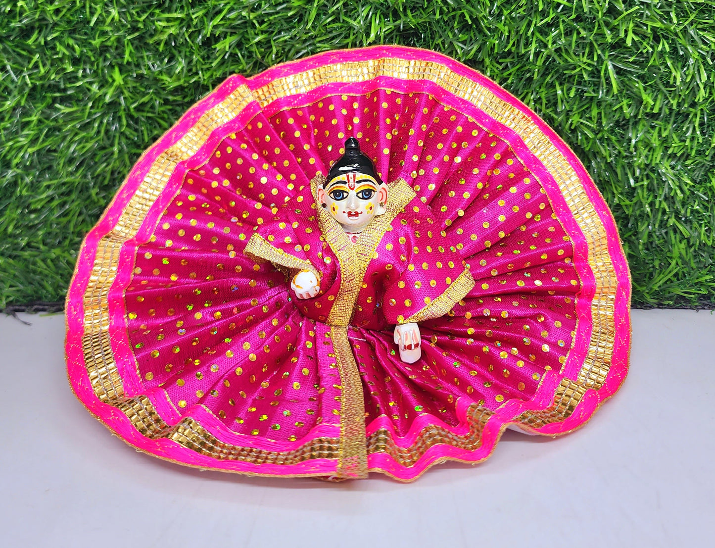 laddu gopal beautifull dot design with lace fancy dress