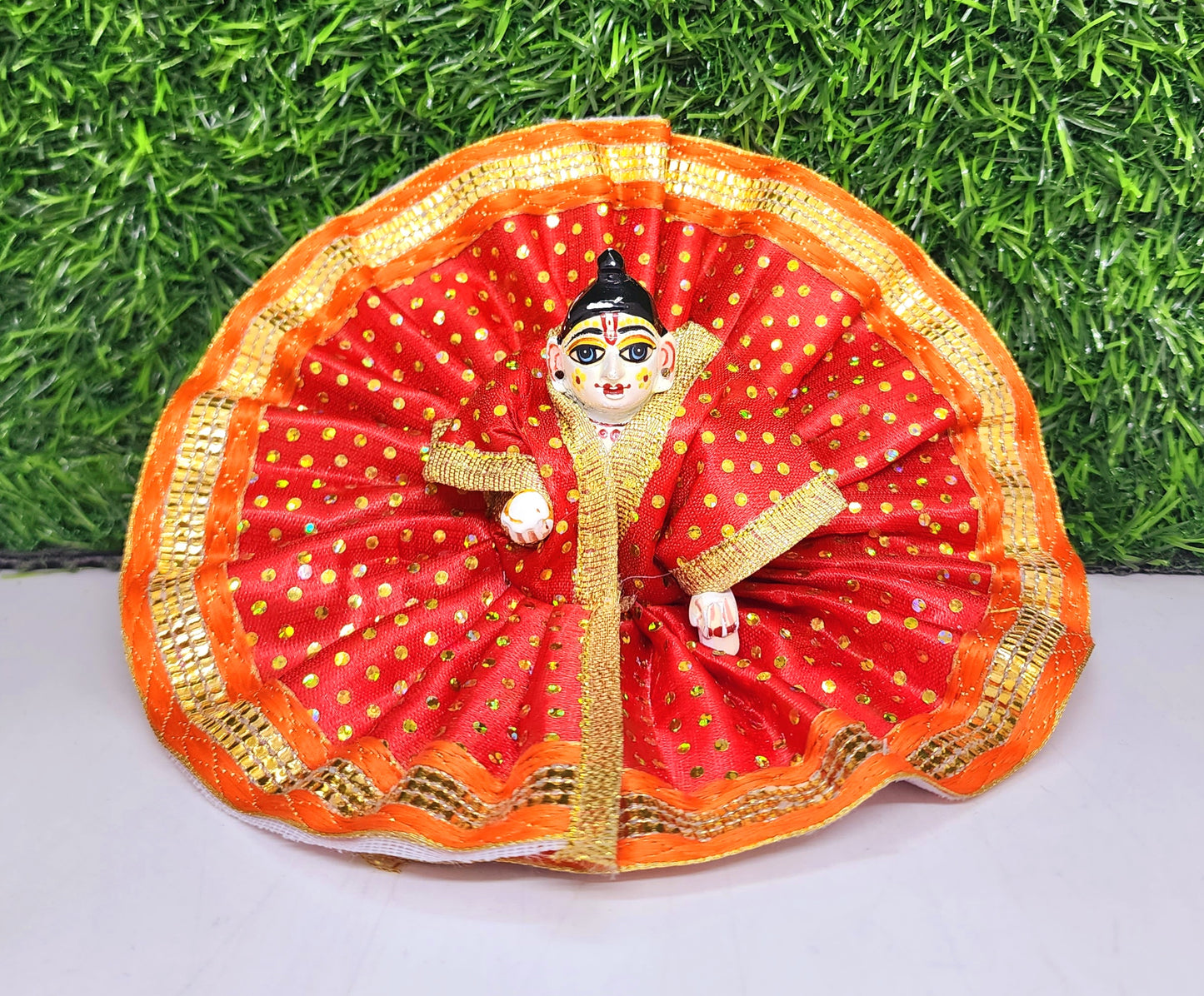 laddu gopal beautifull dot design with lace fancy dress