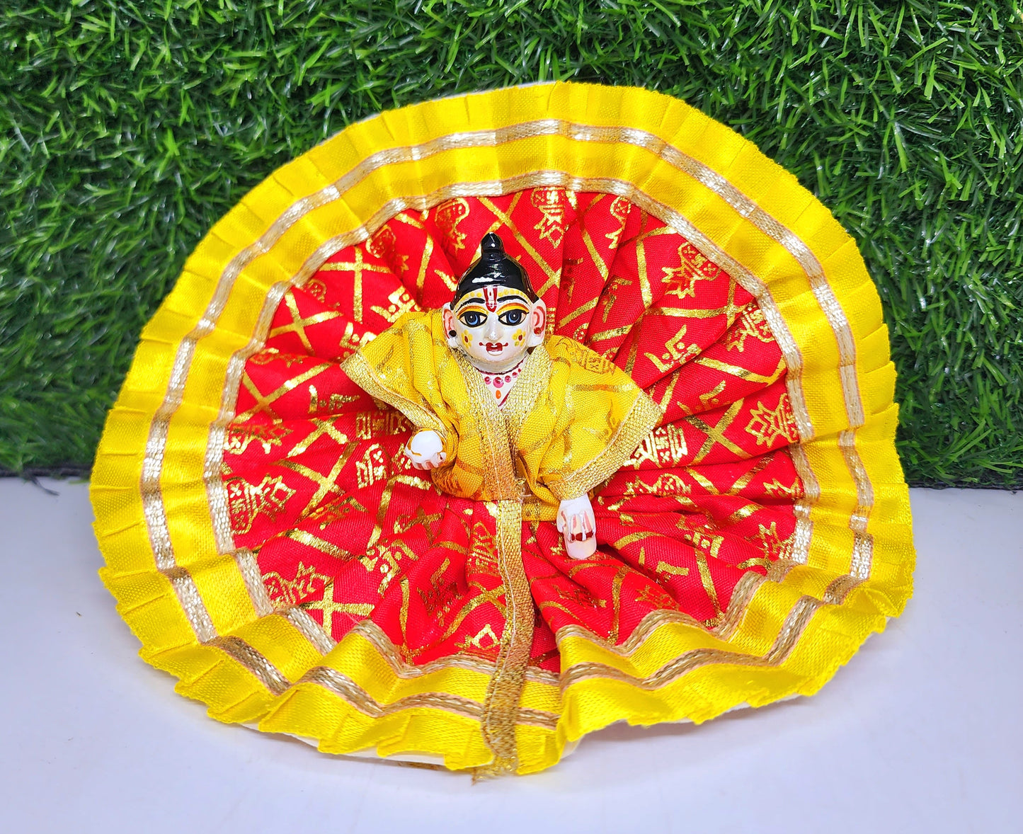 laddu gopal beautiful print with lace fancy dress
