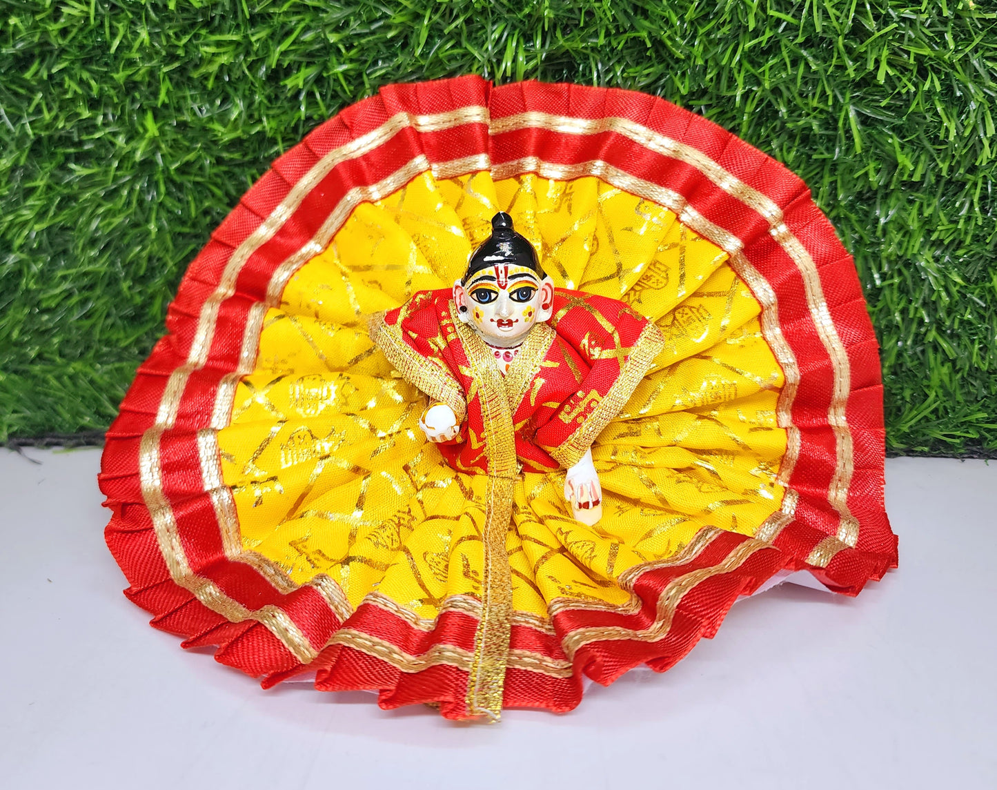 laddu gopal beautiful print with lace fancy dress