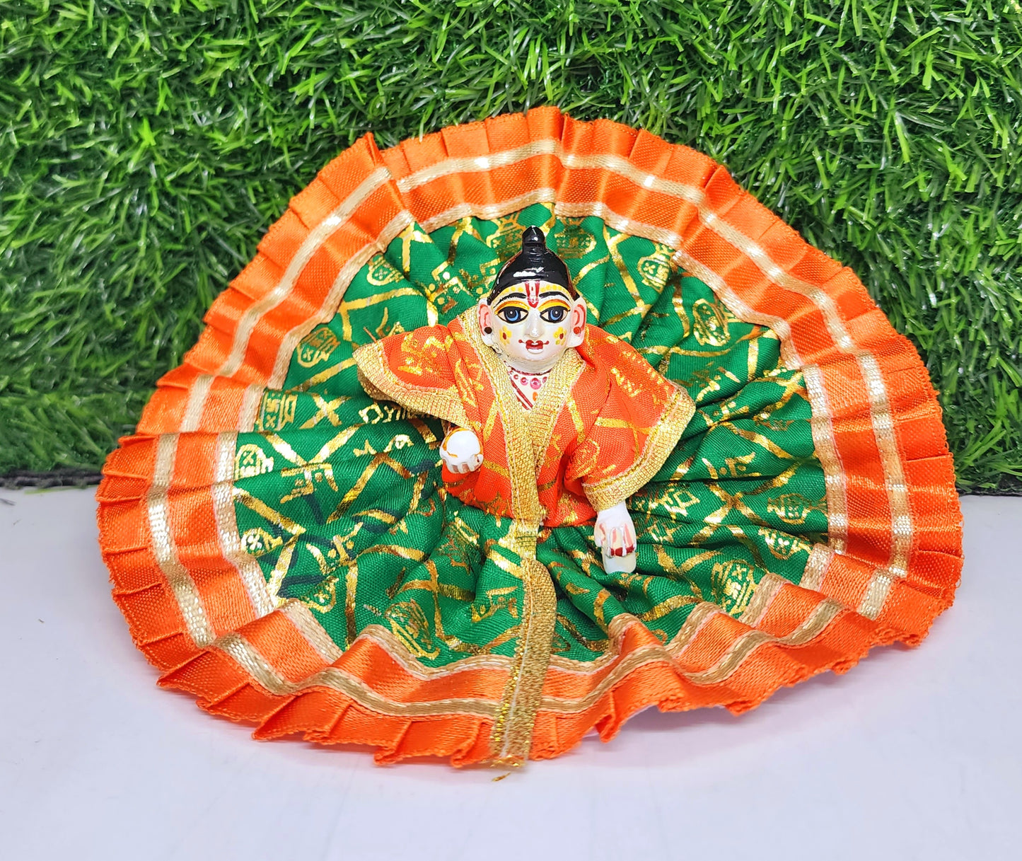 laddu gopal beautiful print with lace fancy dress