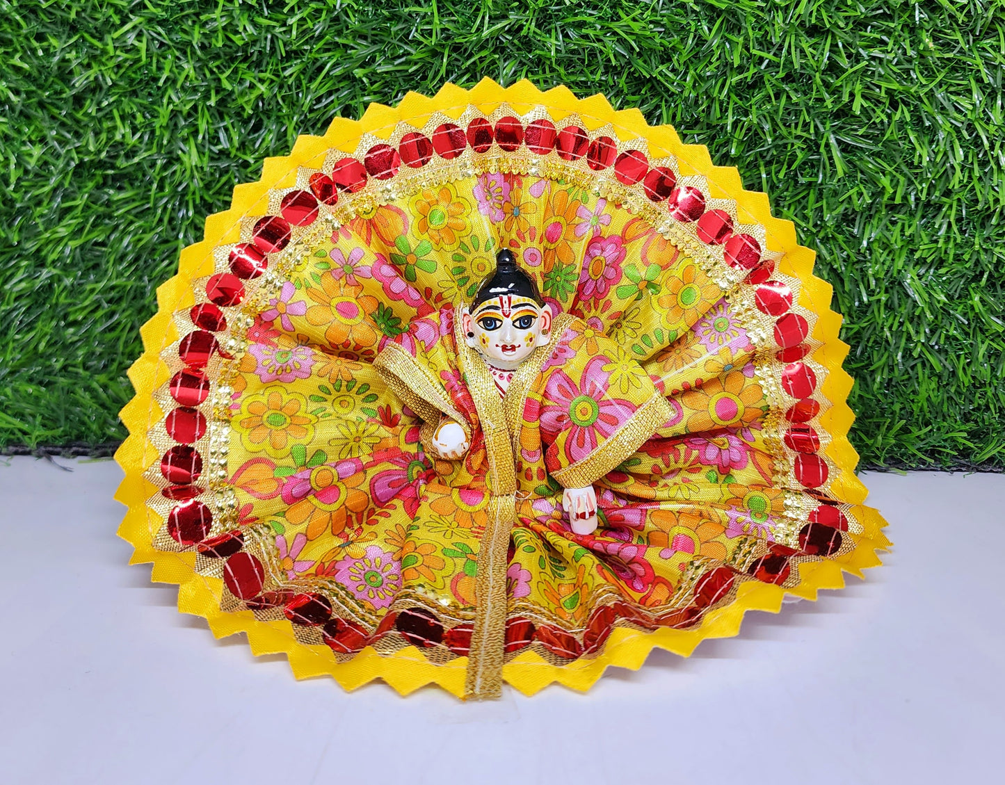 laddu gopal beautifull sitara design with lace fancy dress