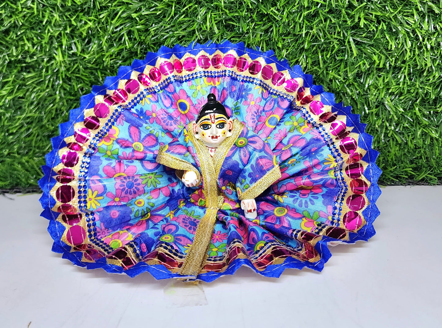 laddu gopal beautifull sitara design with lace fancy dress