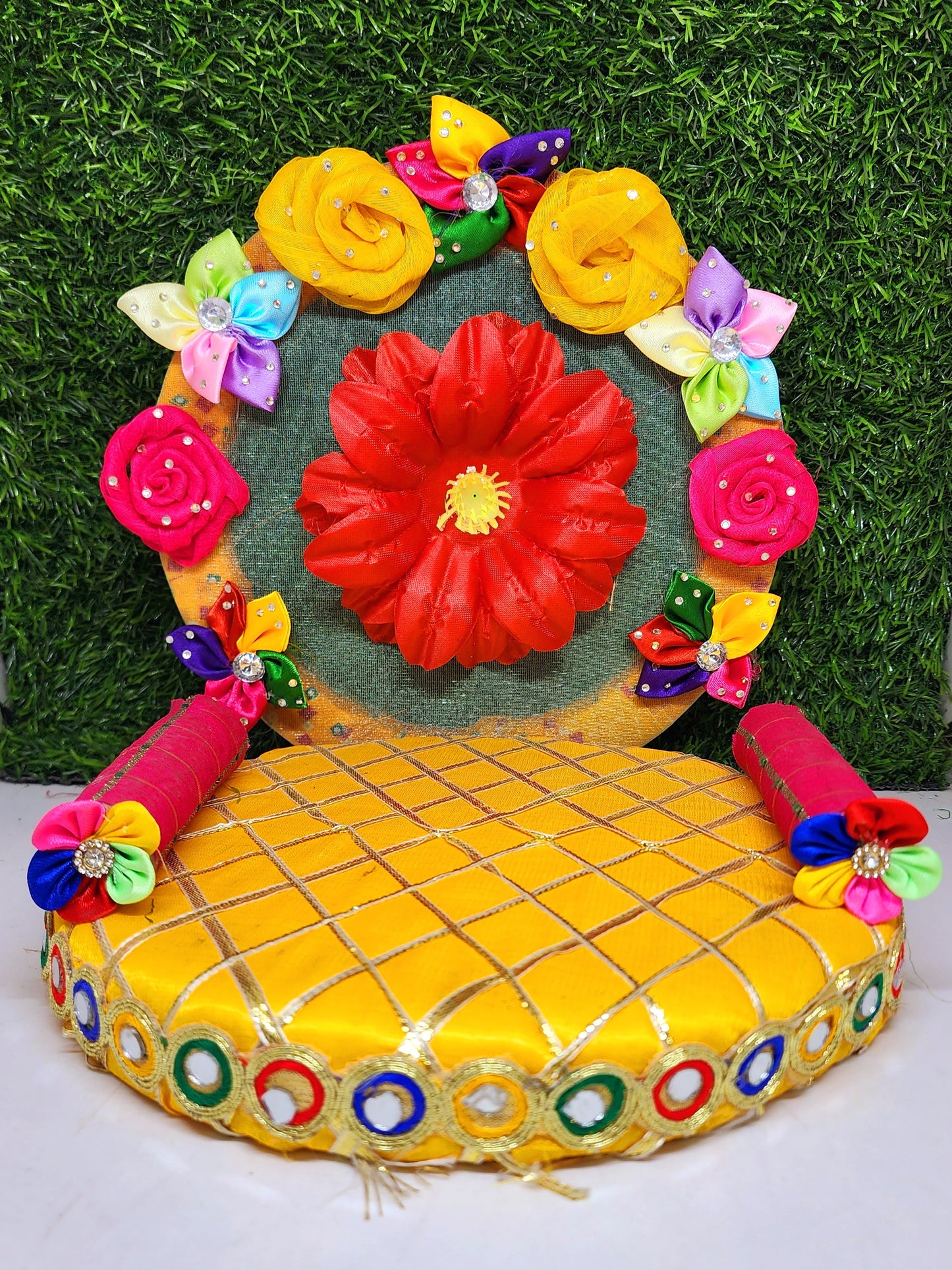 beautiful flower design heavy singhasan for laddu gopal ji