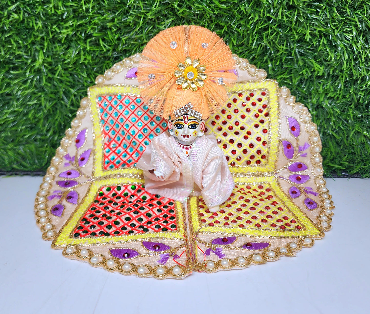 ladoo gopal beautiful dabba design heavy embroidery dress