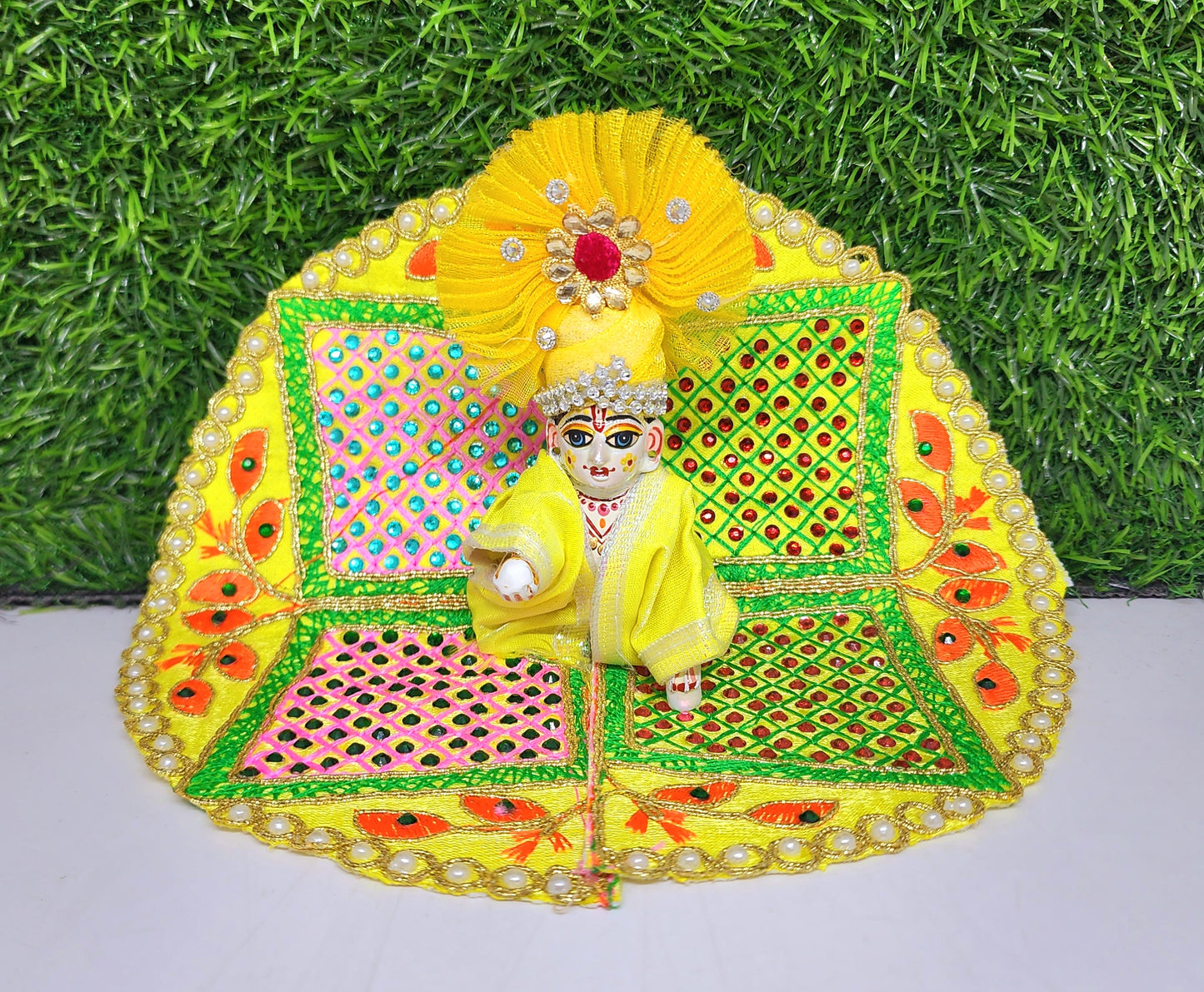 ladoo gopal beautiful dabba design heavy embroidery dress