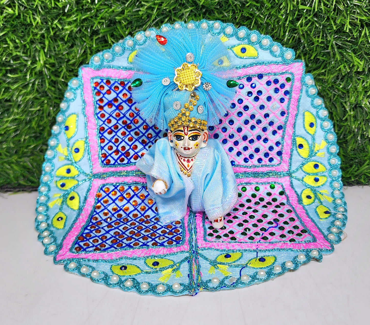 ladoo gopal beautiful dabba design heavy embroidery dress