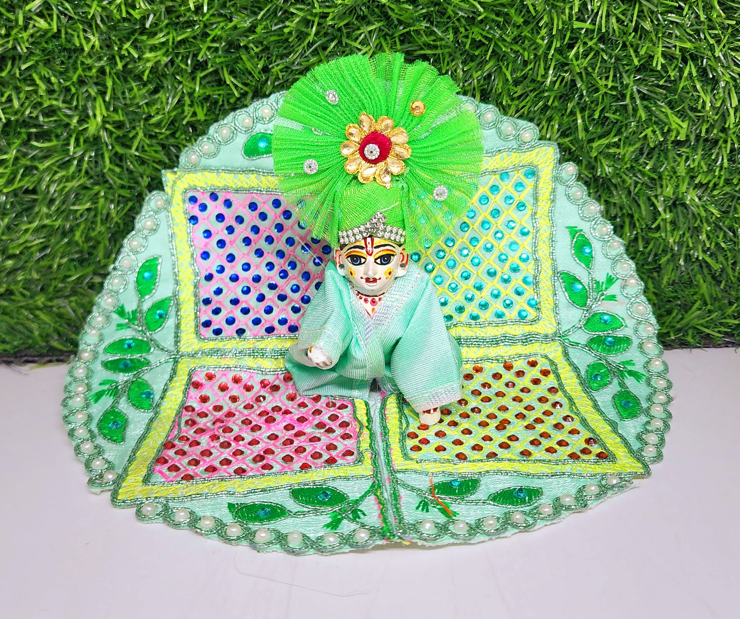 ladoo gopal beautiful dabba design heavy embroidery dress