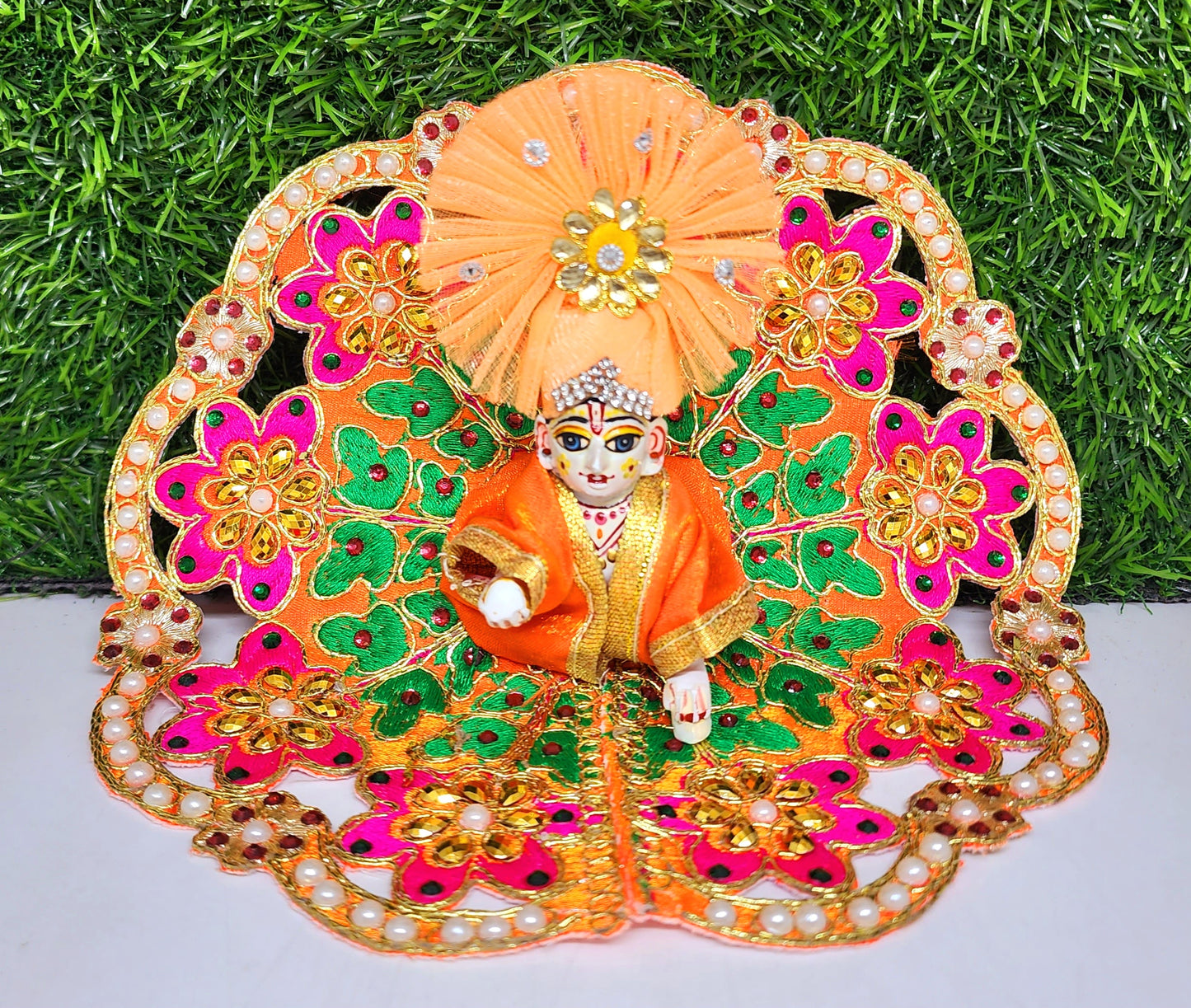 ladoo gopal heavy stone design embroidery dress