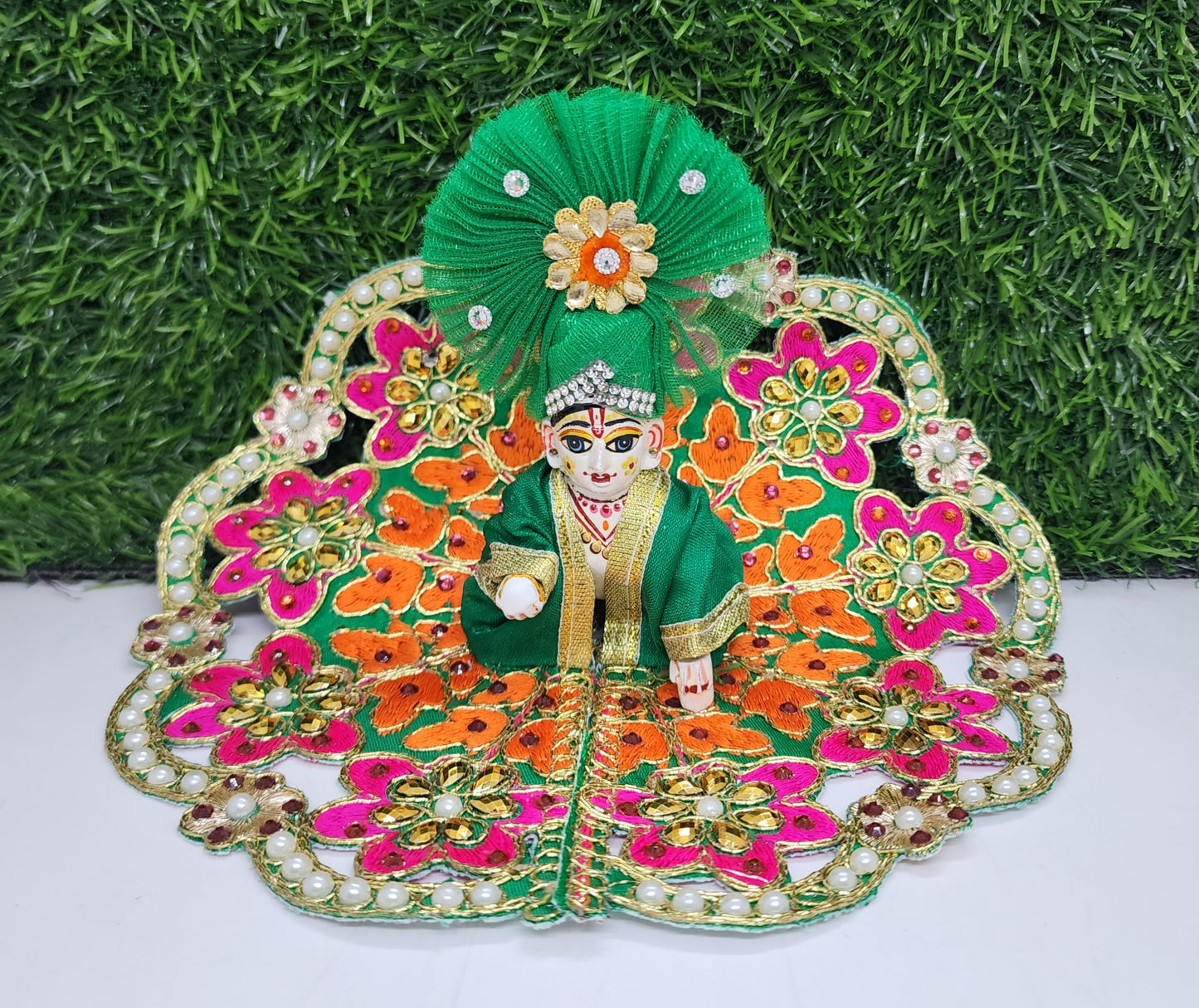 ladoo gopal heavy stone design embroidery dress