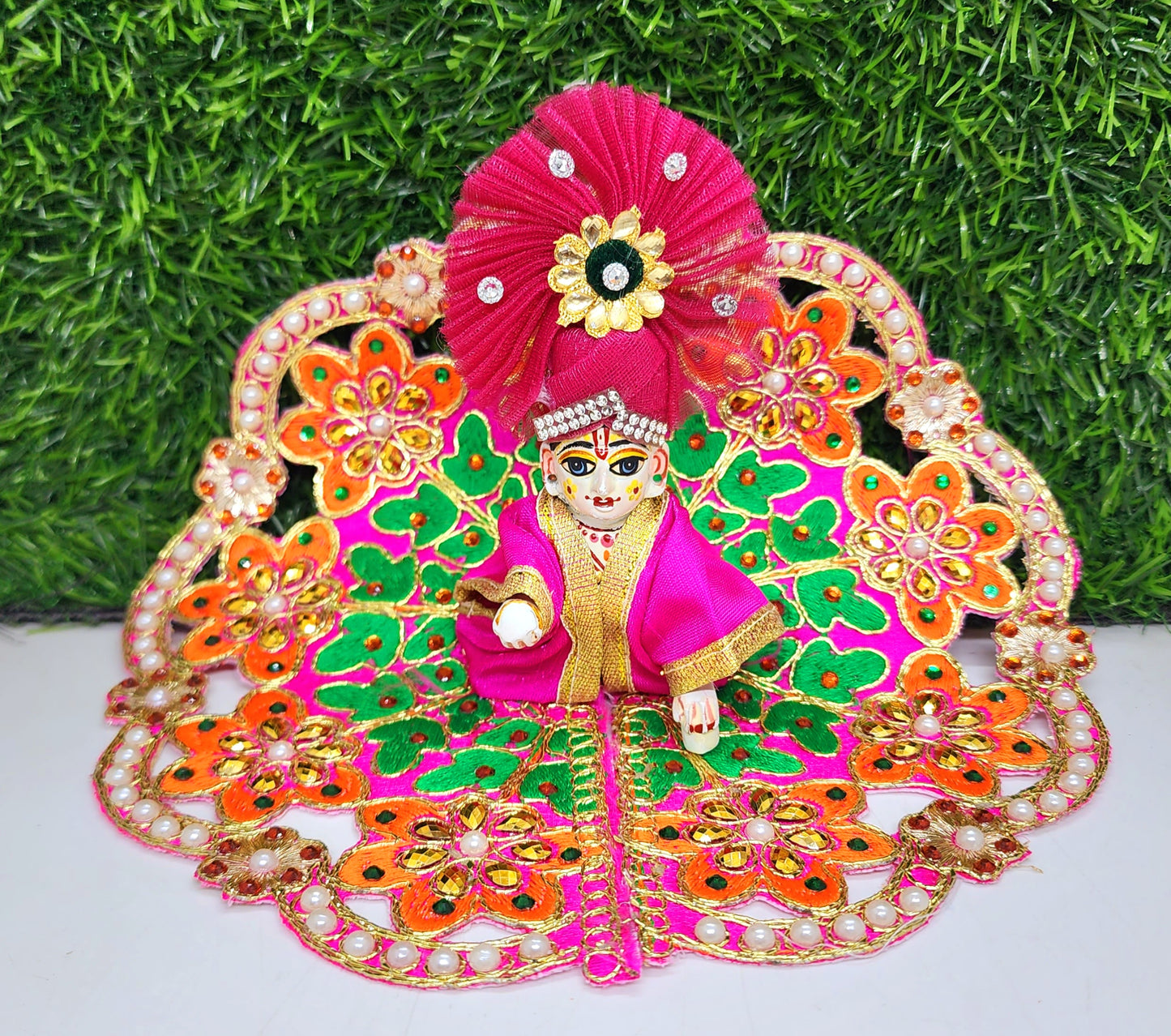 ladoo gopal heavy stone design embroidery dress