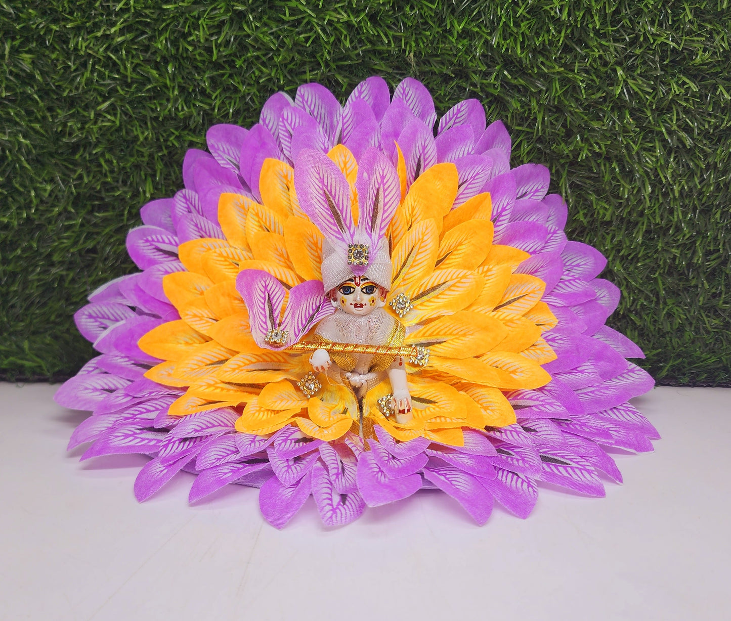 laddu gopal beautiful purple yellow flower dress