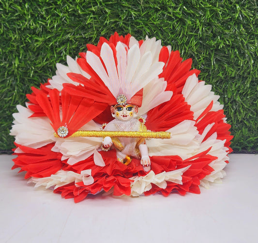 laddu gopal beautiful red white flower dress