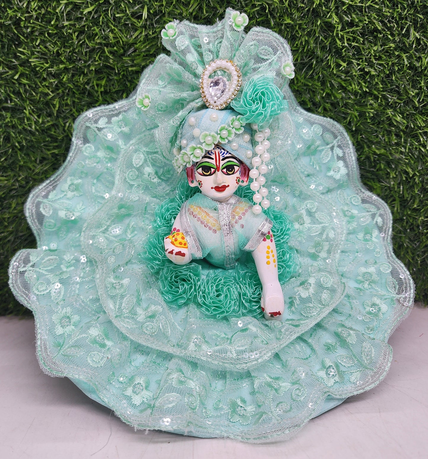 Beautiful Sea green dress for laddu gopal ji
