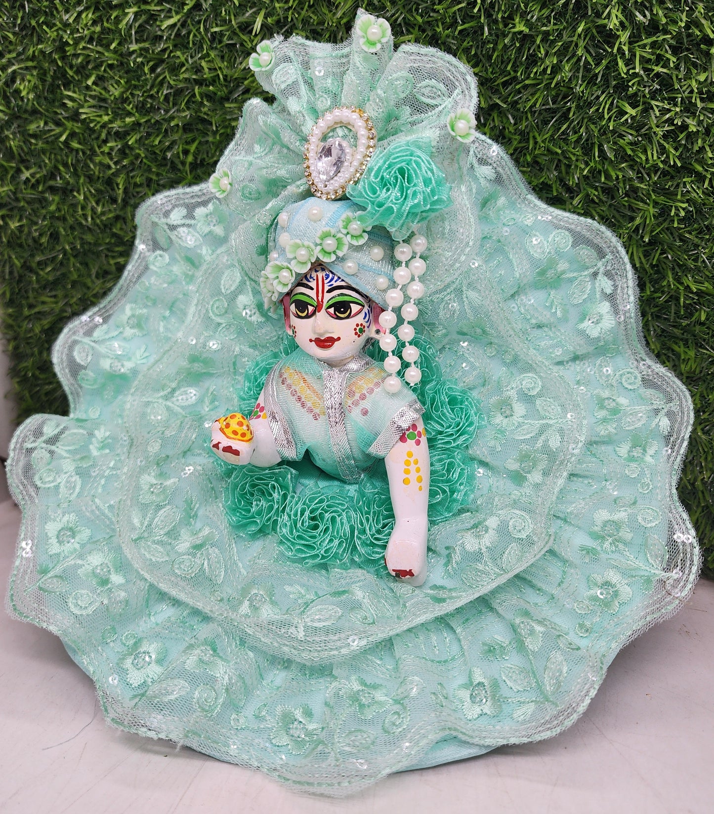 Beautiful Sea green dress for laddu gopal ji