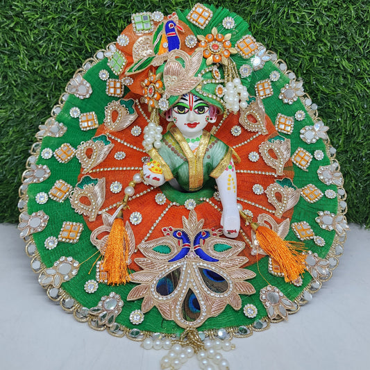 Green-Orange double frill dress for laddu gopal ji