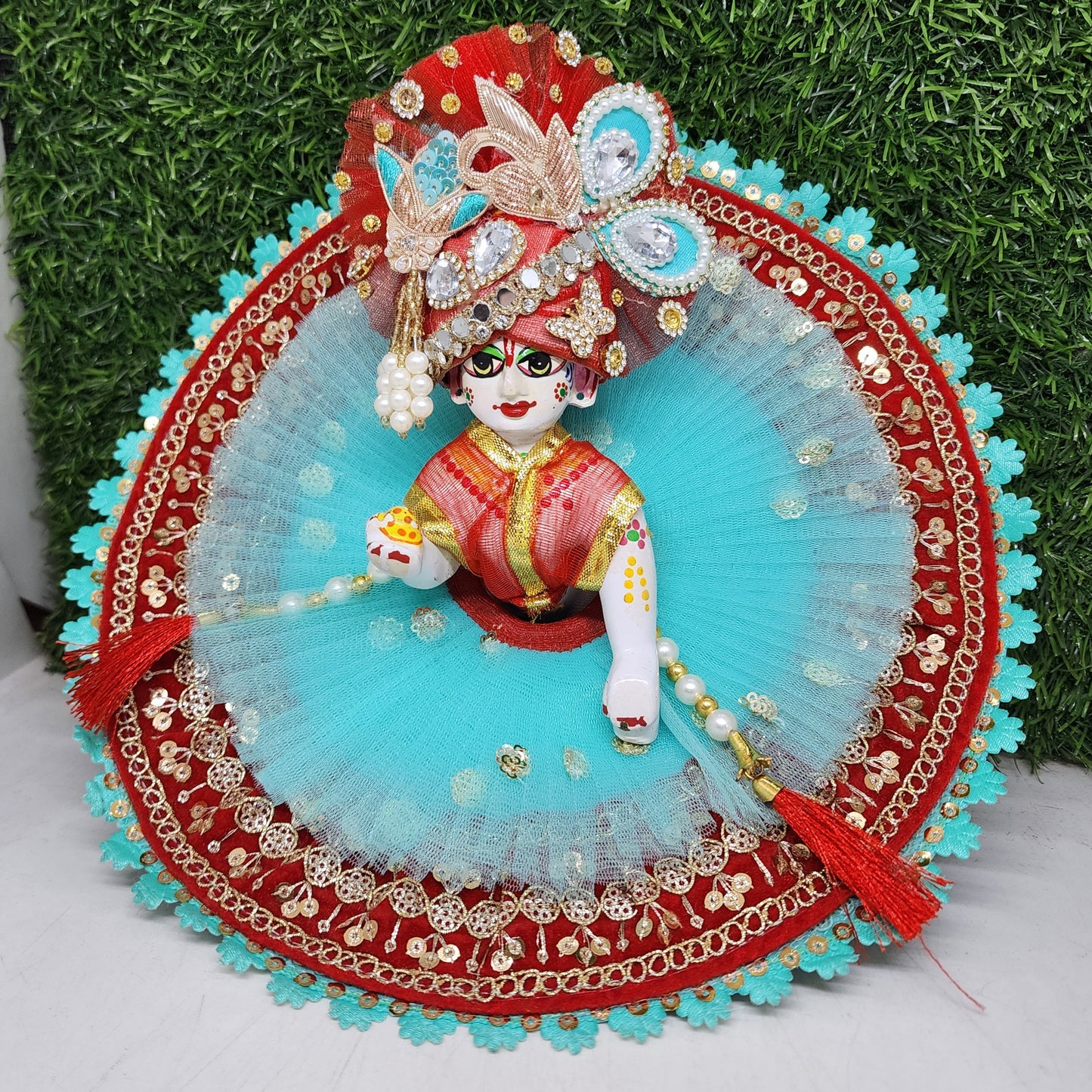 Beautiful Sea Green Heavy dress for laddu gopal ji