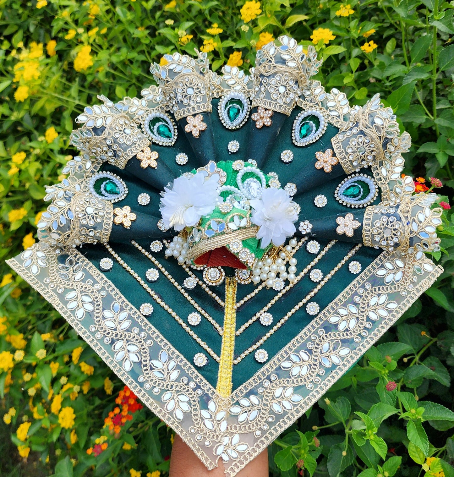 Darkgreen Festive Special Heavy Dress for Laddu Gopal Ji