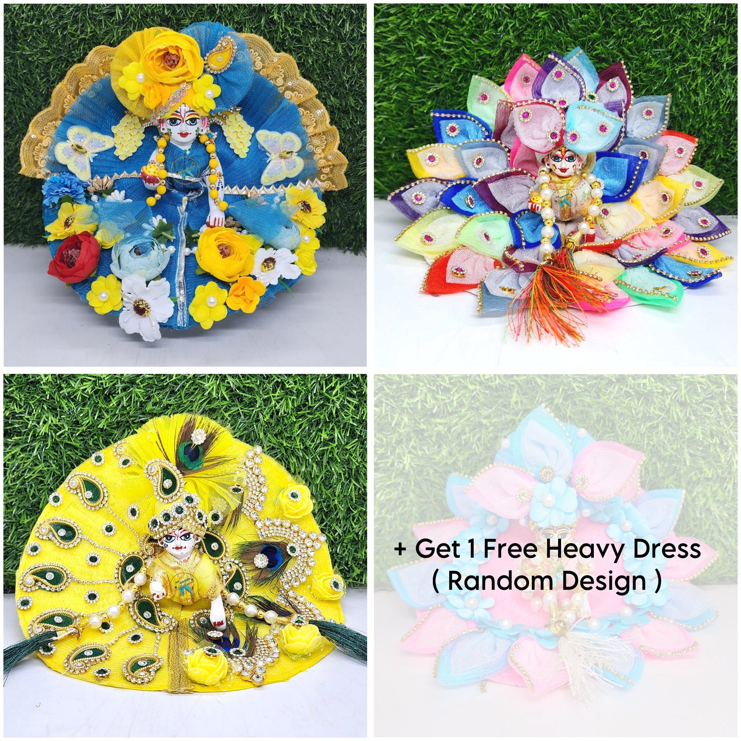 Janmasthmi Special Exclusive combo of 3+1 Heavy Dress (Get 1 Free)