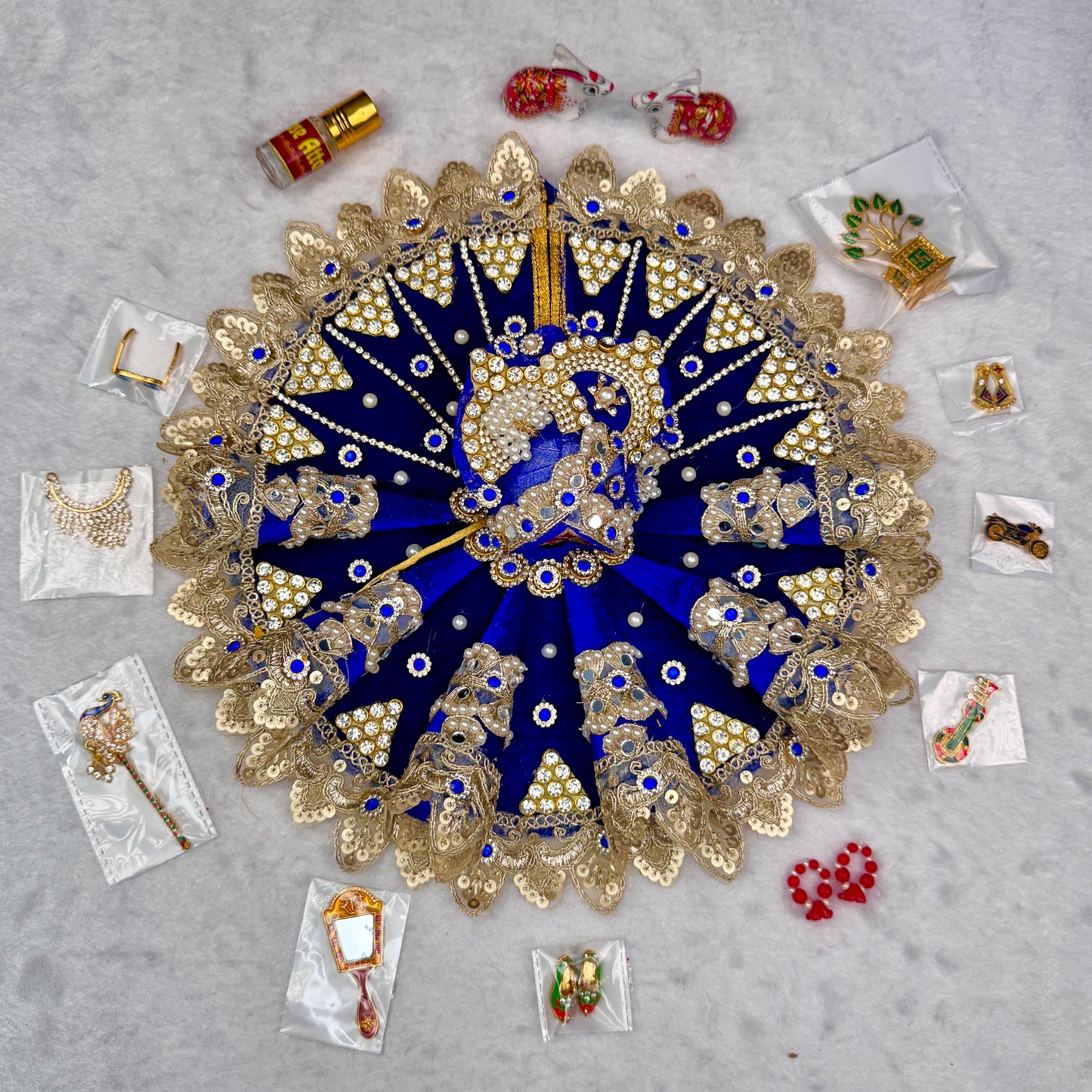 Janmashtami Special Combo for Laddu Gopal Ji – Designer Dress & Accessories (12 Items)