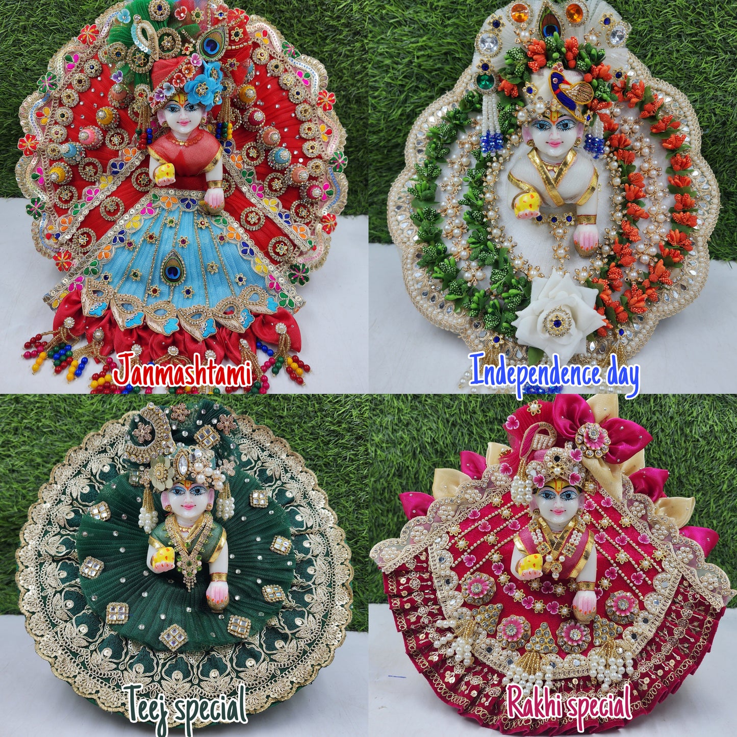 Premium combo of laddu gopal dresses for coming occasions (Pack of 4 )
