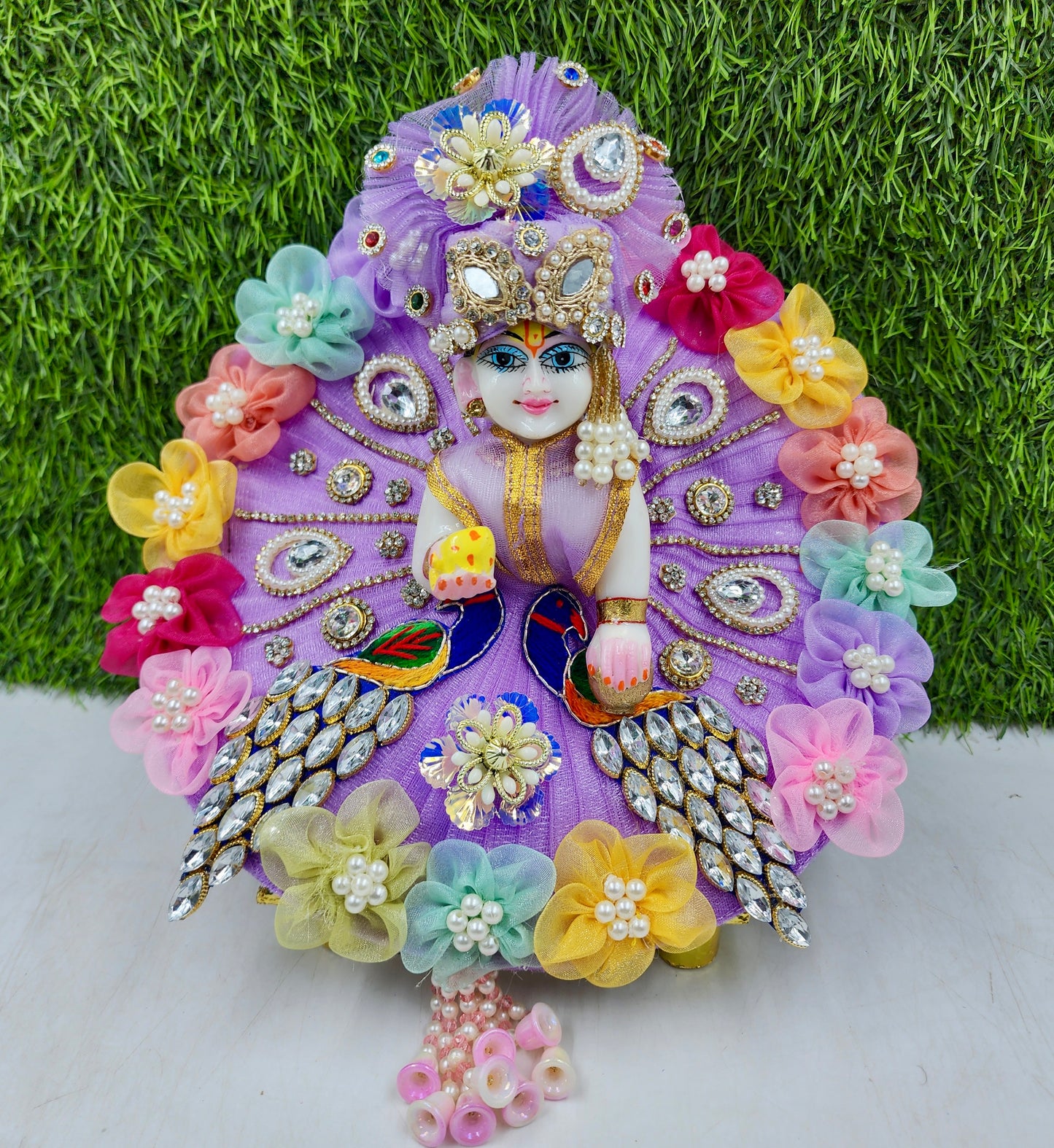 Lavender Heavy Dress for laddu gopal ji with pagdi
