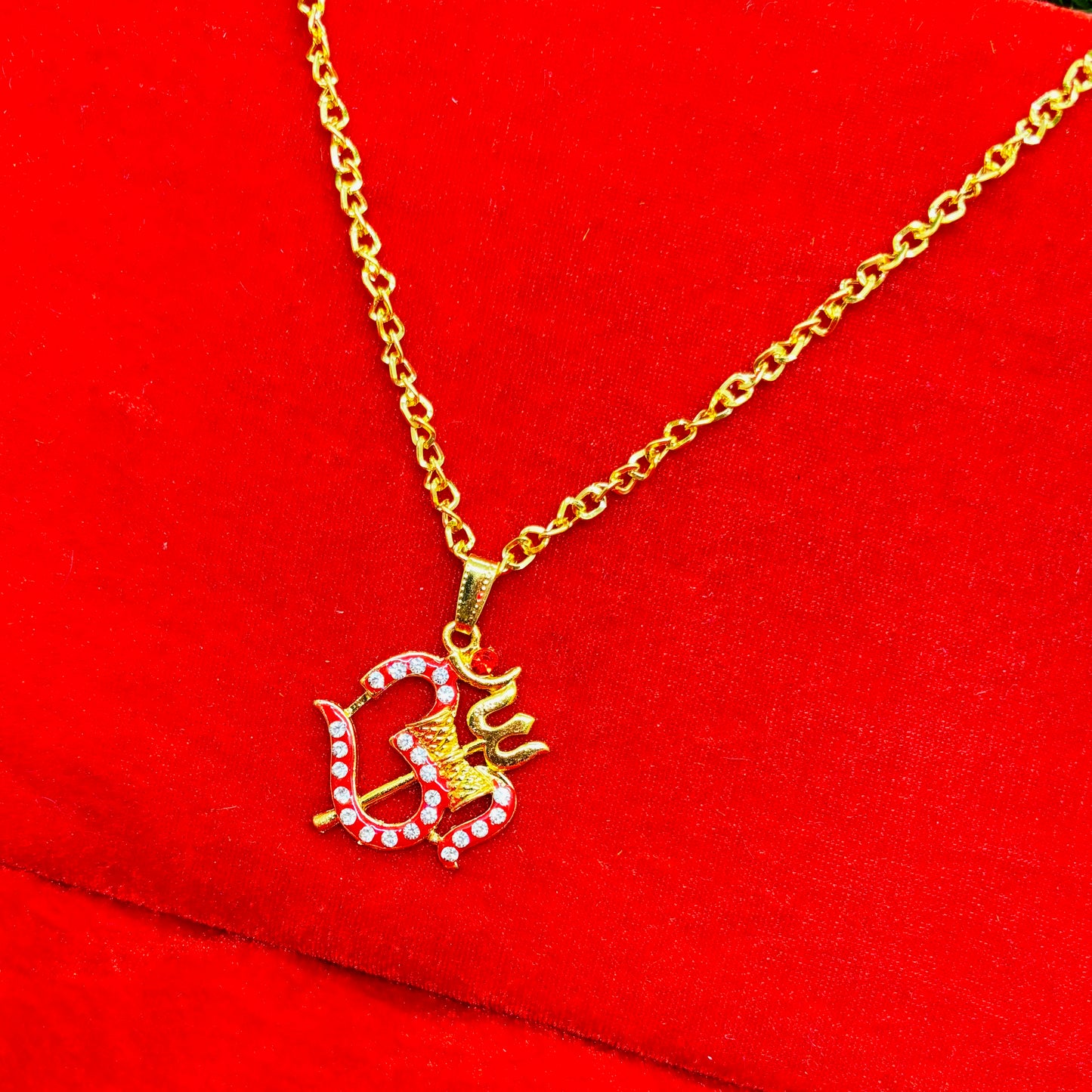 Om locket with chain( random colour)