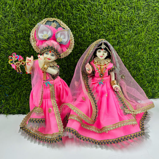 Baby Pink Colour Net Dress For Radha Krishna