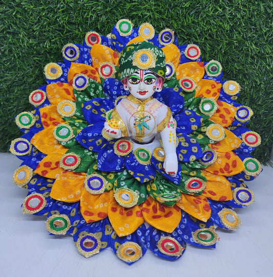 Beatuiful multi bandhej patti dress for navratri for laddu gopal ji