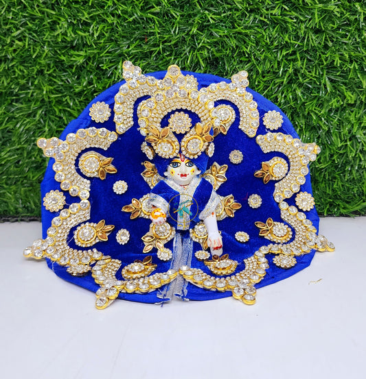 royal blue haar dress with pagdi , laddu gopal ji