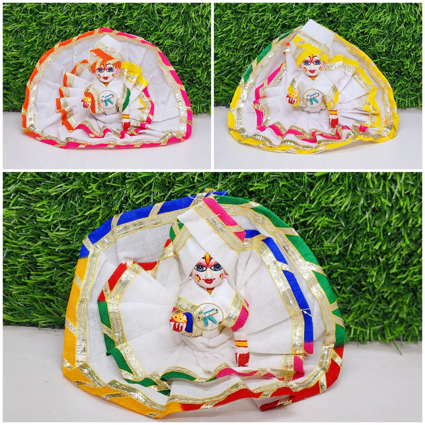 Laddu gopal White lace Summer Dress Pack of 3