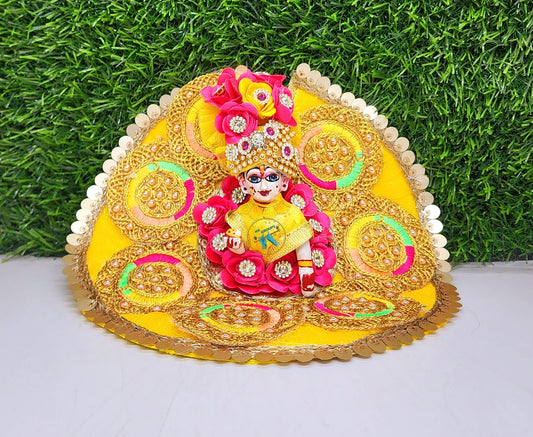 Yellow Heavy Dress For Laddu Gopal Ji With Pagdi