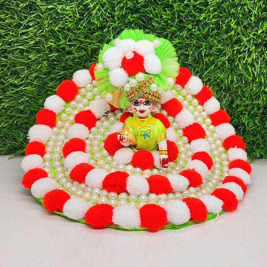 Light-Green Pumpum Heavy Dress For Laddu Gopal Ji With Pagdi