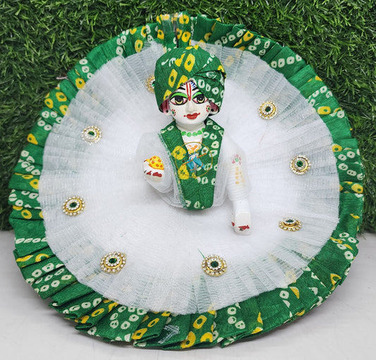 Green Bhandhej dress for kanha ji