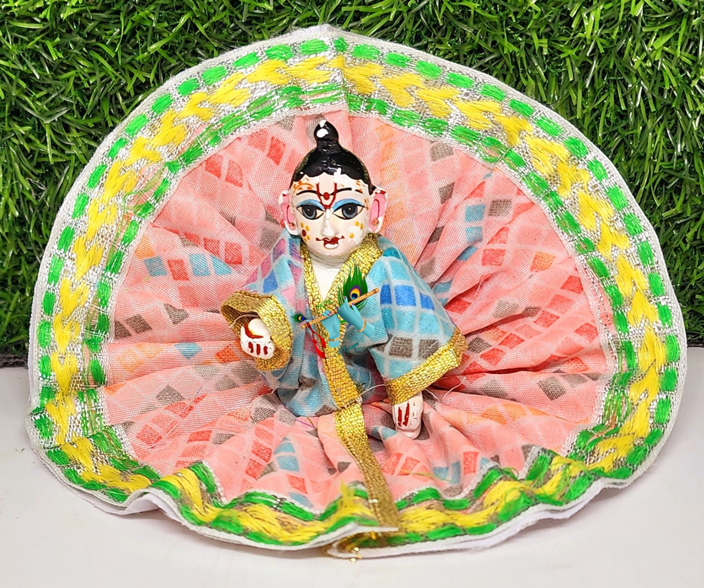 laddu gopal check print fancy dress