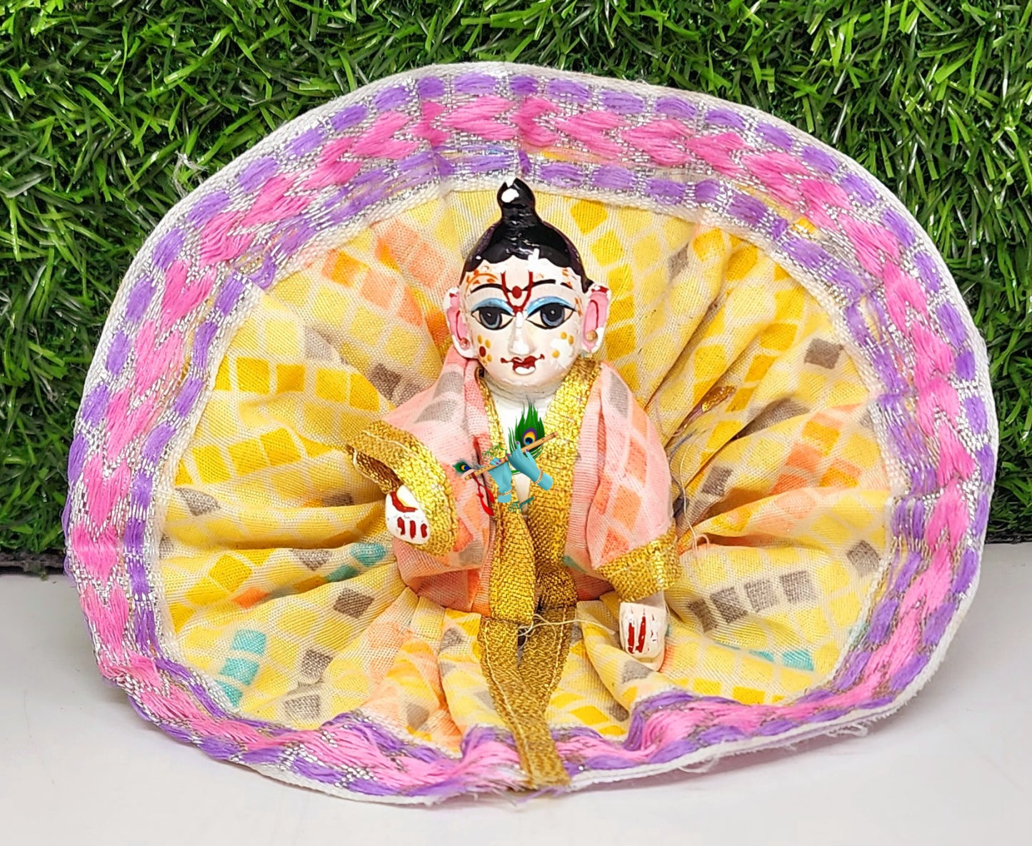 laddu gopal check print fancy dress