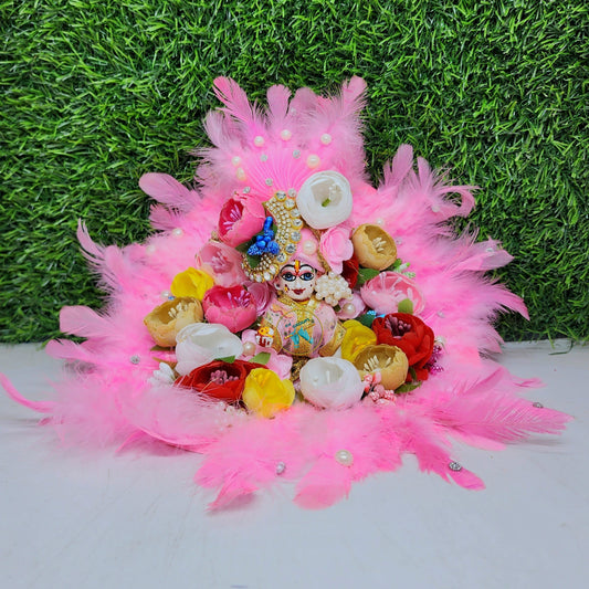 Beautiful baby pink feather dress for laddu gopal ji