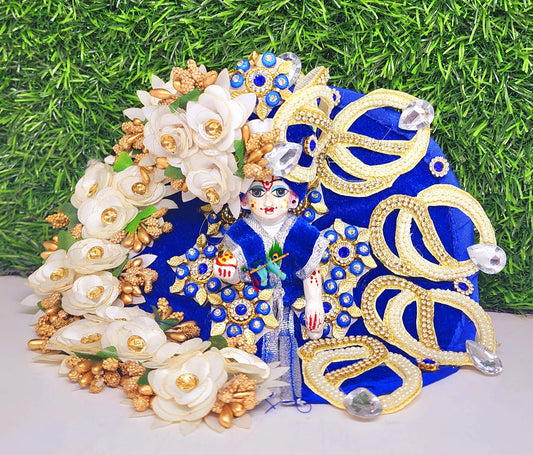 blue heavy dress for kanha ji with pagdi