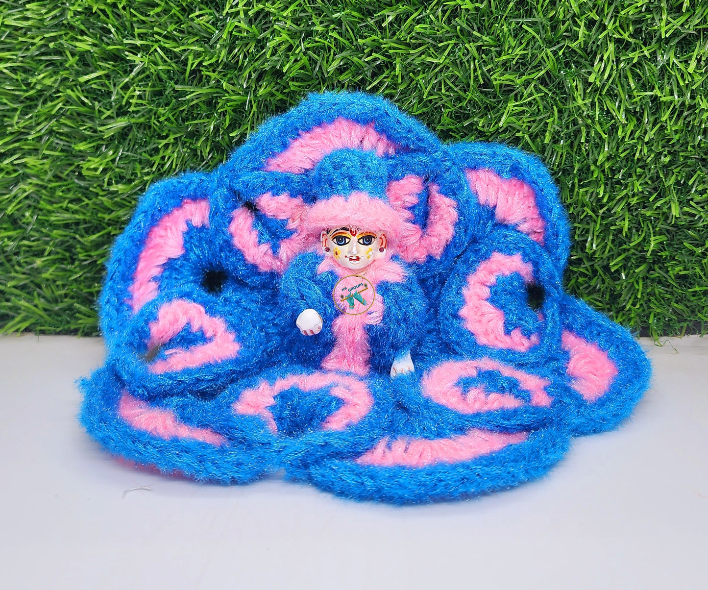 Skyblue Pink Woolen Dress For Laddu Gopal Ji