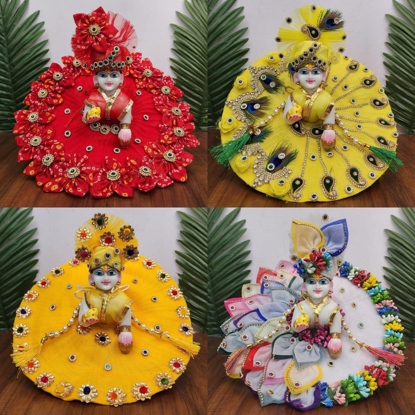 Beautiful heavy dresses combo for laddu gopal ji pack of 4