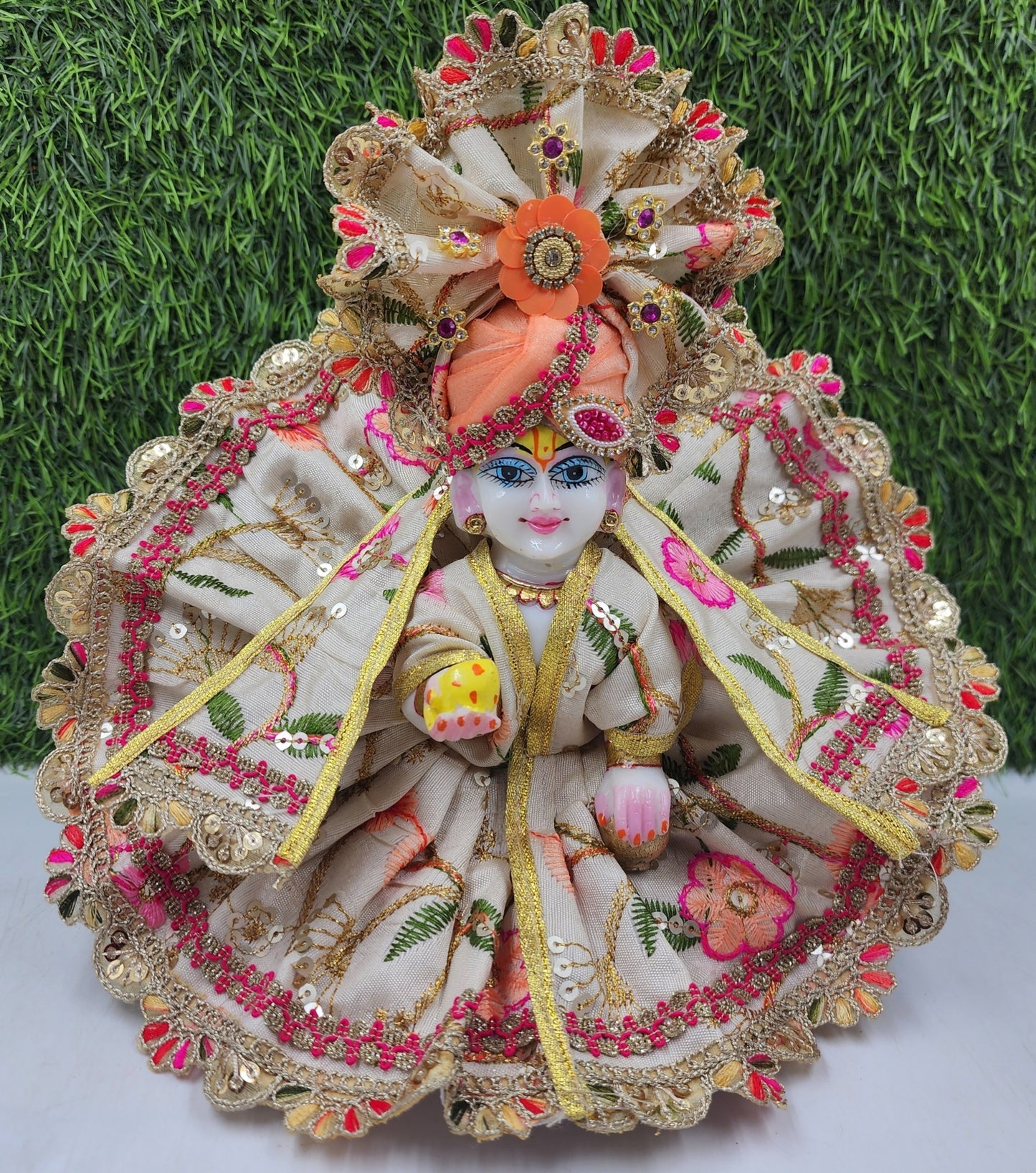Cream Pink Laddu Gopal fancy dress