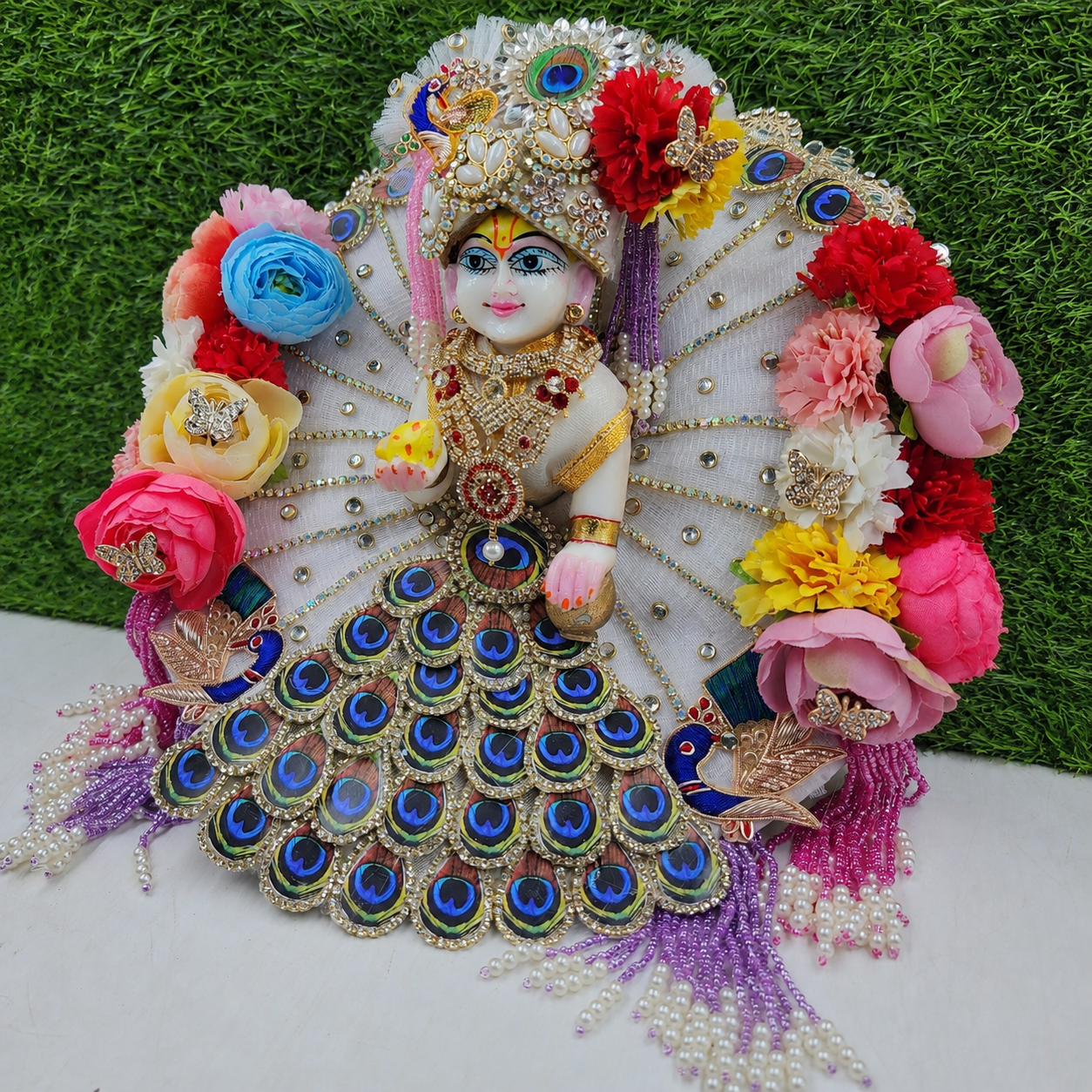 Janmashtami Special White Multi heavy dress for laddu gopal ji