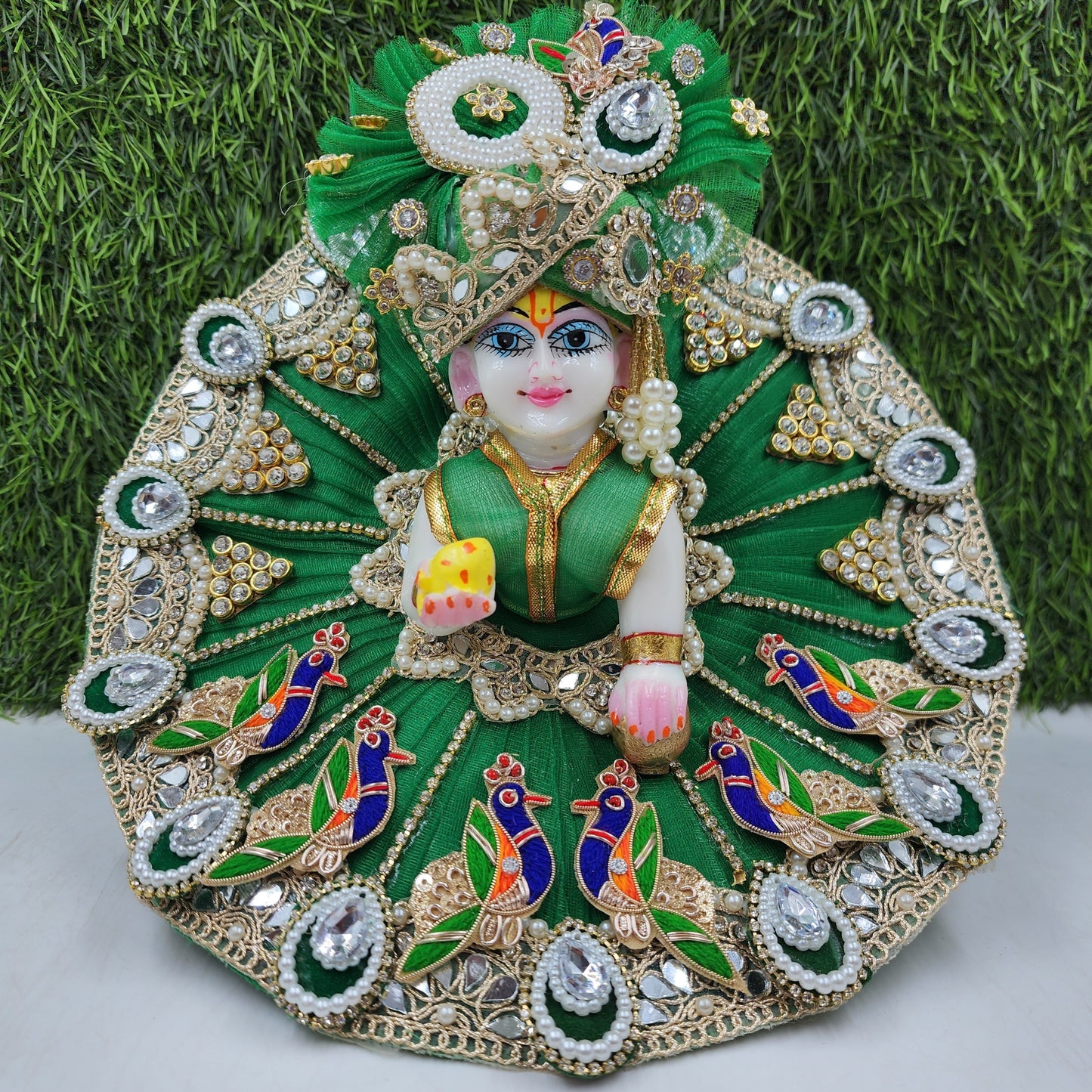 Dark green with mor heavy dress for laddu gopal ji