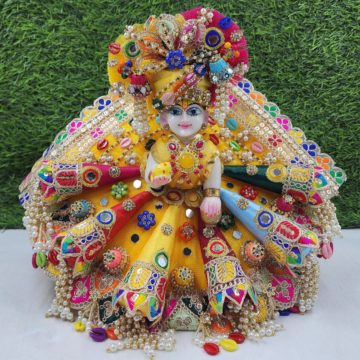 Yellow Navratri Multi heavy dress for laddu gopal ji