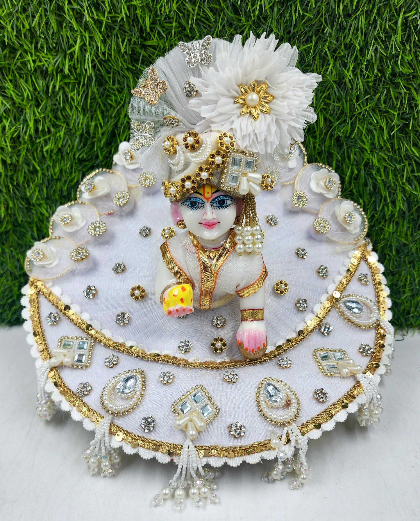 Chand dress *Sharad Purnima special* White heavy dress for laddu gopal ji