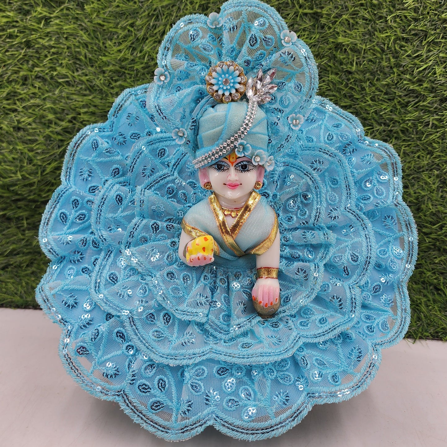 Beautiful Sky heavy lace dress for laddu gopal ji