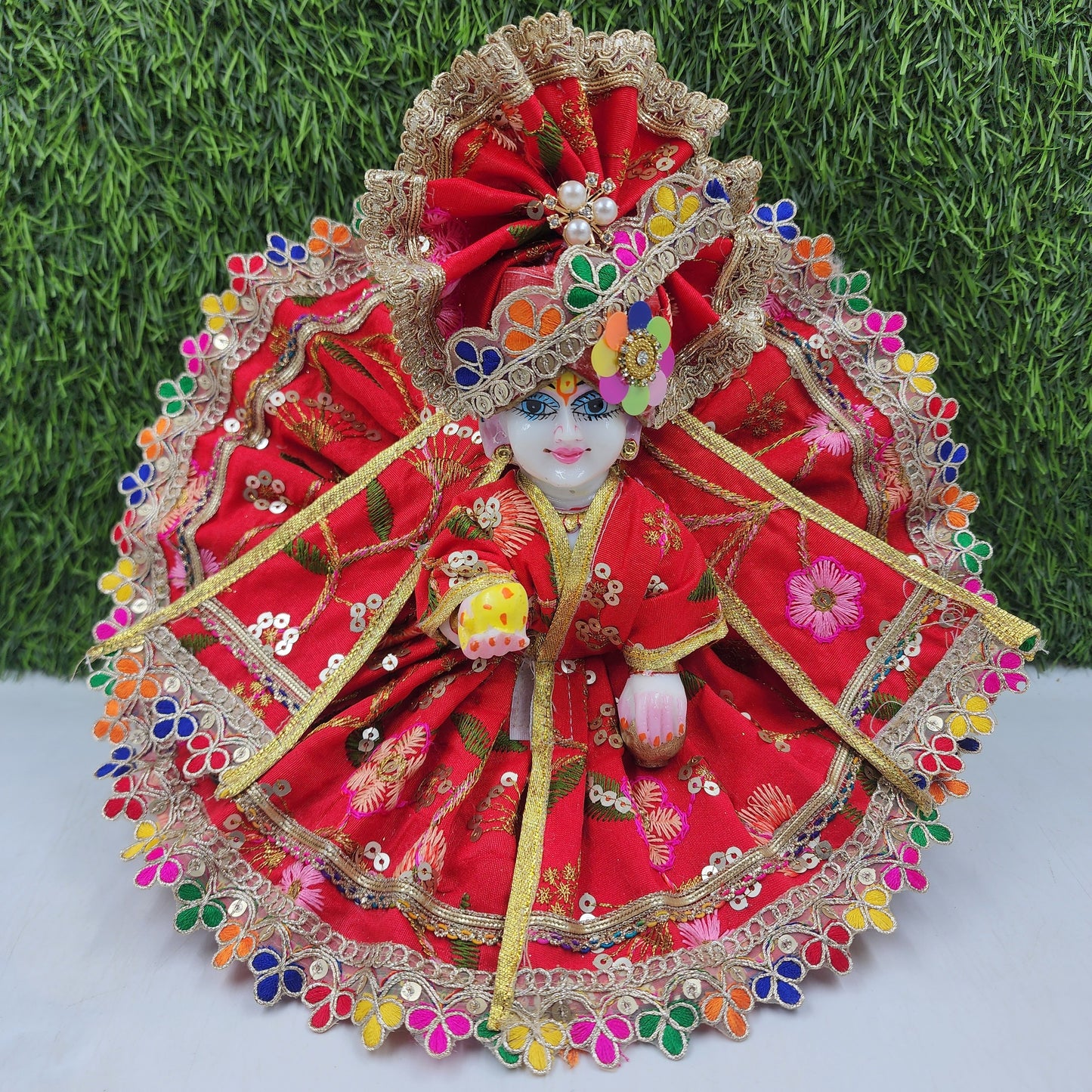 Red multi Laddu Gopal fancy dress