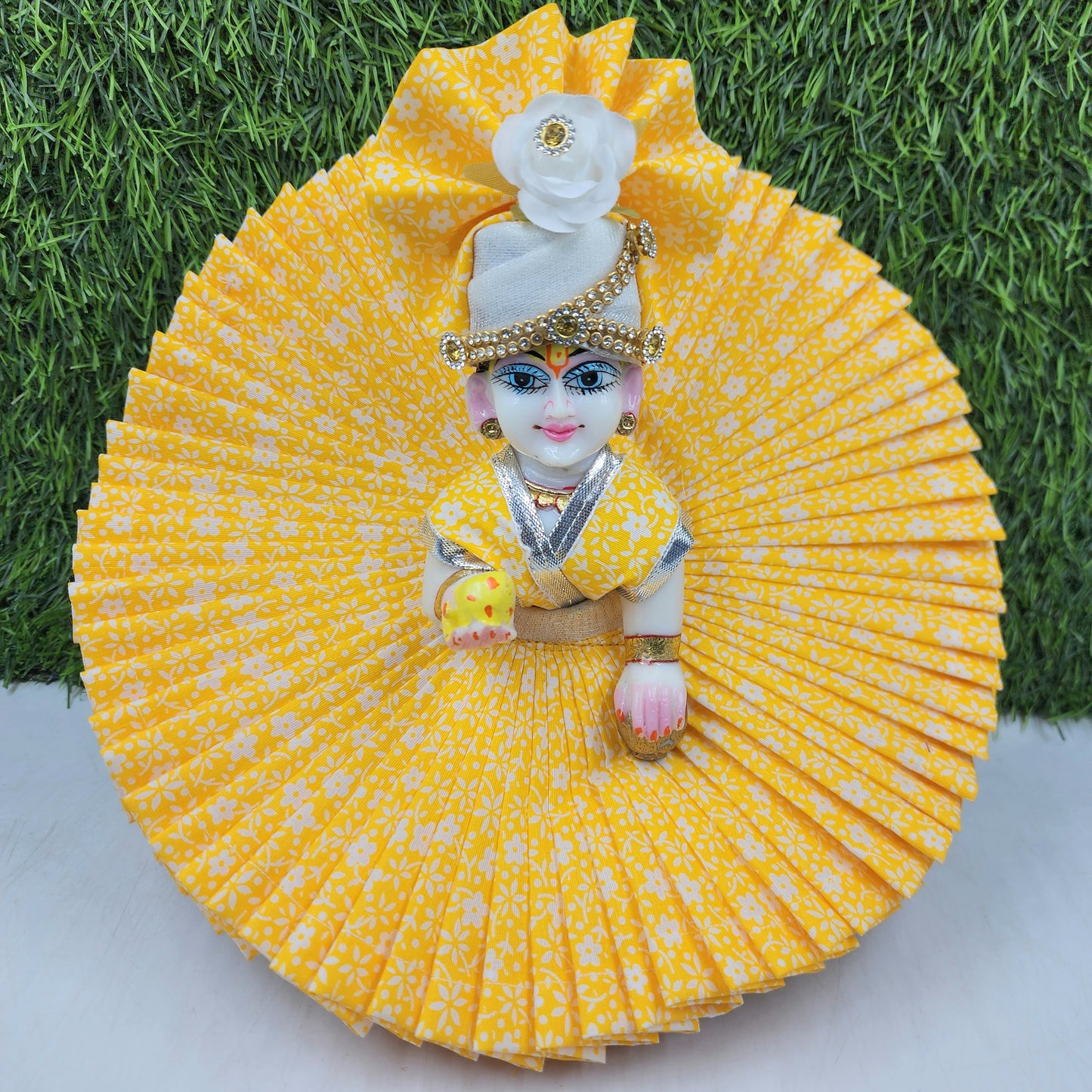 Yellow flower Premium Summer Dress for laddu gopal ji